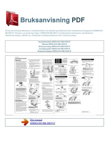 Instruktionsbok SHIMANO BR-IM55-F - BRUKSANVISNING PDF