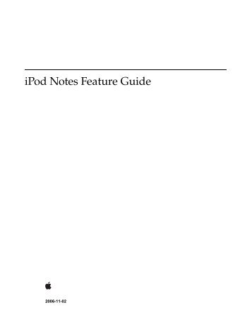 iPod Notes Feature Guide (PDF) - Apple Developer