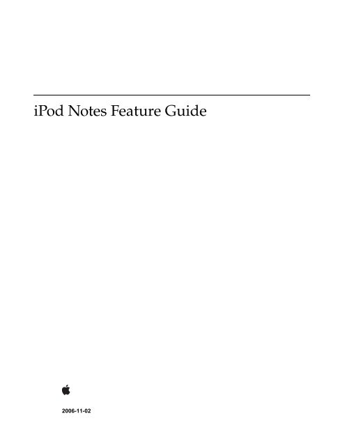 iPod Notes Feature Guide (PDF) - Apple Developer