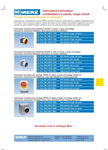 Interrupteurs principaux et accessoires - Spälti