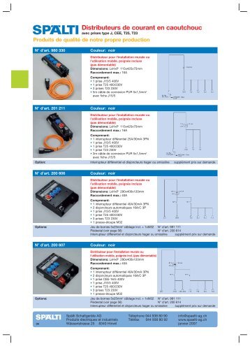 Distributeurs de courant en caoutchouc avec prises type J ... - Spälti