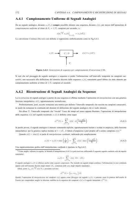 Capitolo A.4 Campionamento e Ricostruzione di Segnali - InfoCom