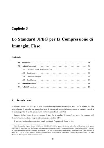 Lo Standard JPEG per la Compressione di Immagini Fisse - InfoCom
