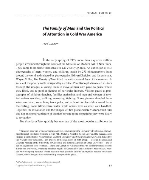 The Family of Man and the Politics of Attention in ... - Public Culture