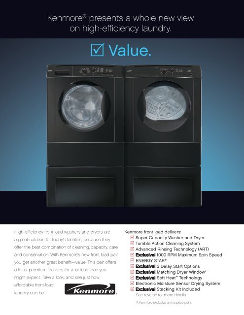 Sears kenmore front load washer deals