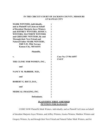 FIRST AMENDED PETITION FOR DAMAGES - Medical and Public ...