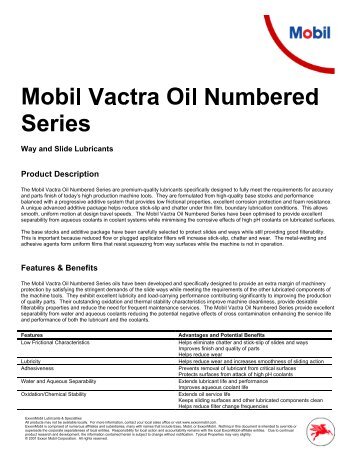 Mobil Vactra Oil Numbered Series (PDF) - Media Zona - My Paper