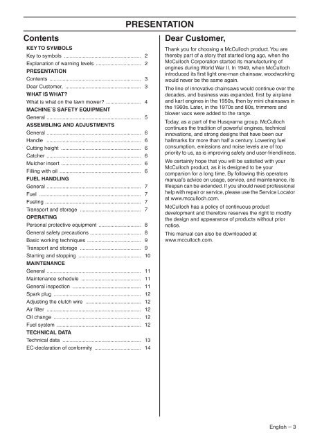 OM, McCulloch, M46-140RX, M46-140AWRX ... - Plantes et Jardins