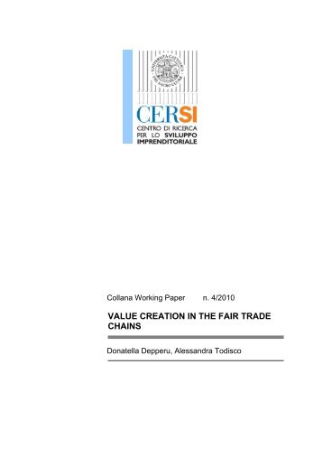 value creation in the fair trade chains - Centri di Ricerca - Università ...