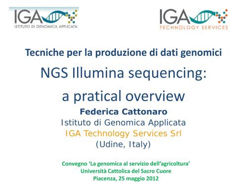 NGS Illumina sequencing: a pratical overview - Centri di Ricerca ...