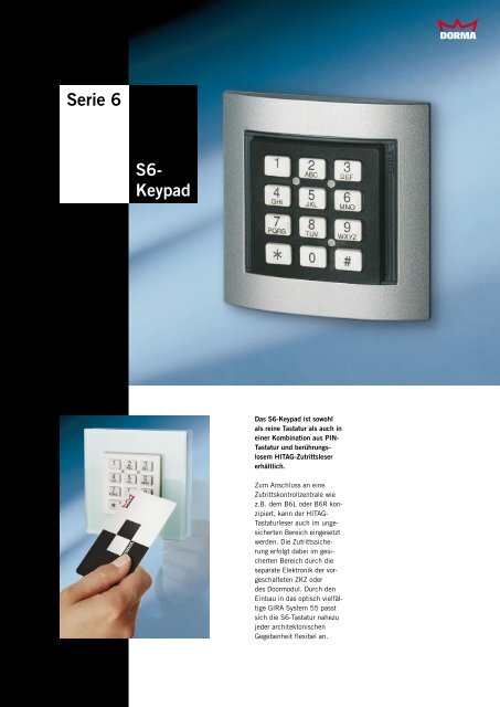 Serie 6 S6- Keypad - Dorma