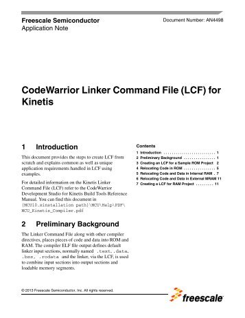 CodeWarrior Linker Command File (LCF) for Kinetis - Freescale ...