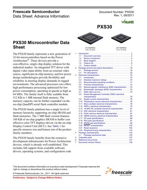 PXS30 Microcontroller Data Sheet - Freescale Semiconductor