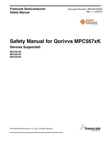Safety Manual for Qorivva MPC567xK - Freescale Semiconductor