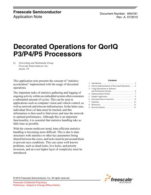 Decorated Operations for QorIQ P3/P4/P5 Processors - Freescale ...