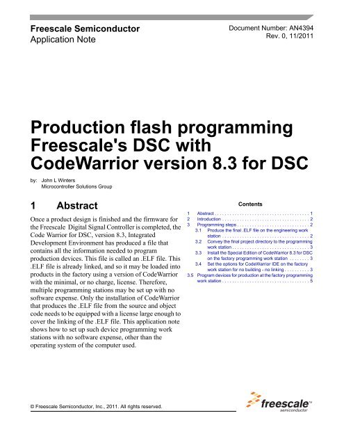 Production flash programming Freescale's DSC with CodeWarrior ...