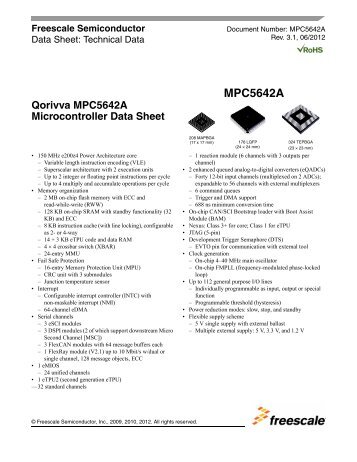 MPC5642A - Freescale Semiconductor