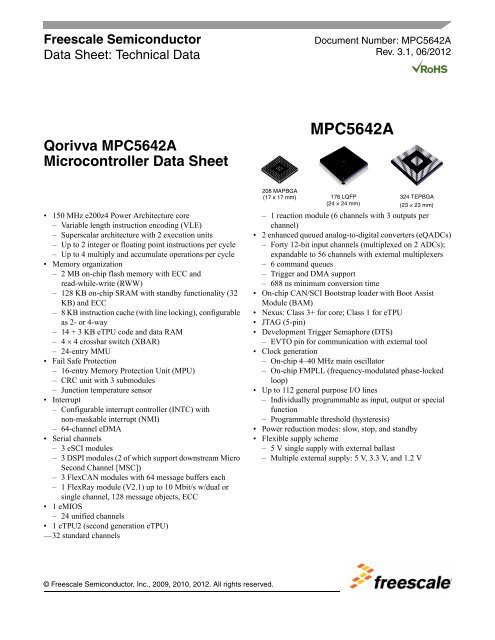 MPC5642A - Freescale Semiconductor