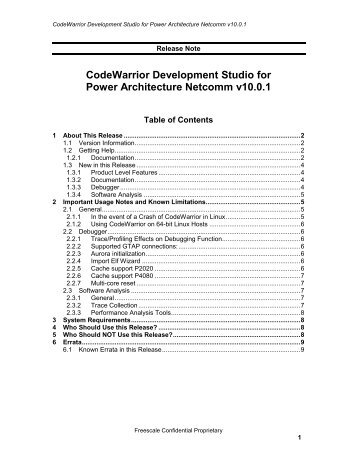 CodeWarrior Development Studio for Power Architecture Netcomm