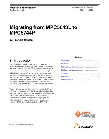 Migrating from MPC5643L to MPC5744P - Freescale Semiconductor