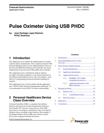 Pulse Oximeter Using USB PHDC - Freescale Semiconductor