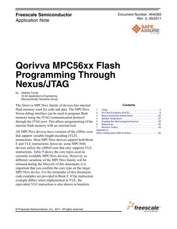 AN4365, Qorivva MPC56xx Flash Programming Through Nexus/JTAG