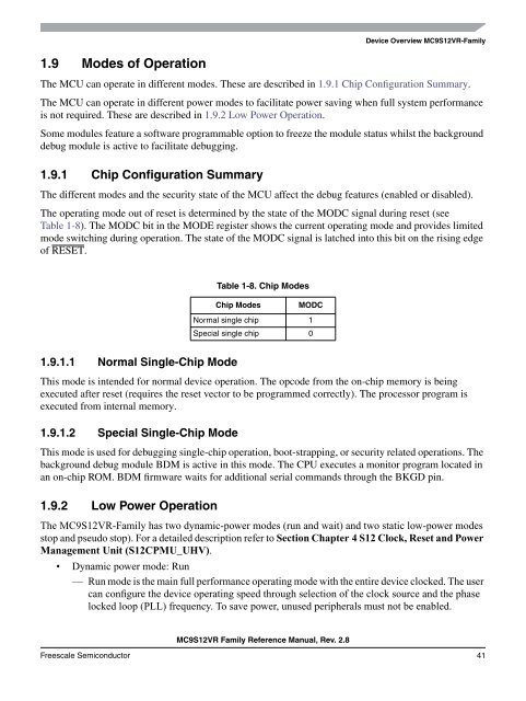 MC9S12VR-Family - Data Sheet - Freescale Semiconductor