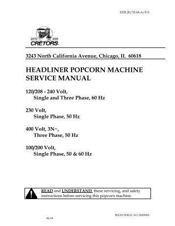 headliner popcorn machine service manual - Sc.trapeza.ru