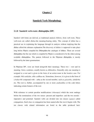 Sanskrit Verb Morphology - Computational Sanskrit @ JNU