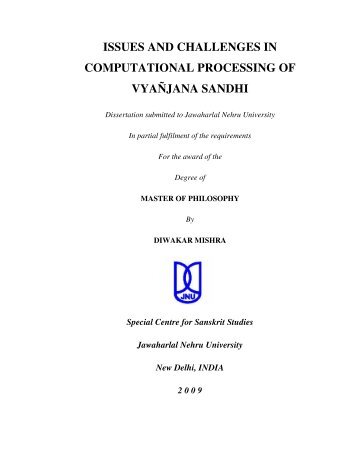 issues and challenges in computational processing of vya?jana sandhi