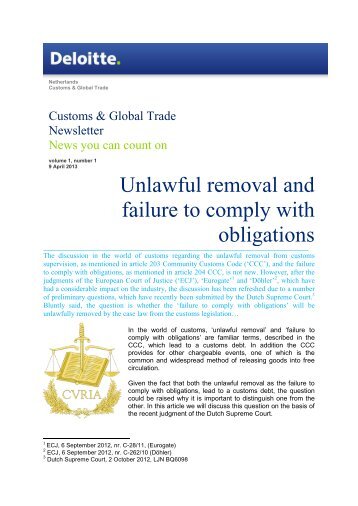 Unlawful removal and failure to comply with ... - Deloitte - Deloitte