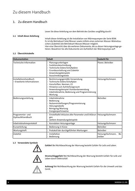 Installationshandbuch BSW - Brötje