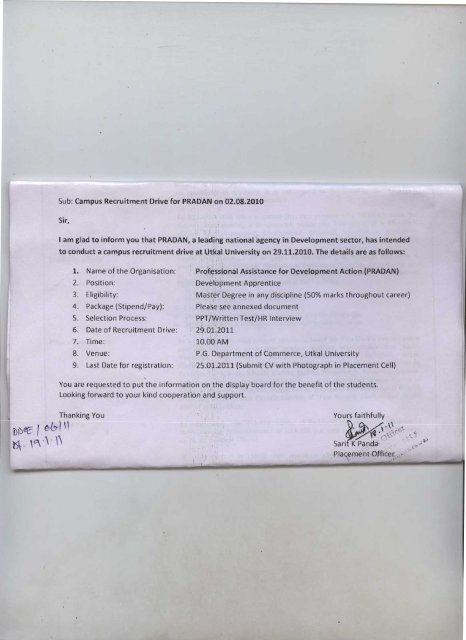 Campus Recruitment Drive for PRADAN - DDCE, Utkal University ...