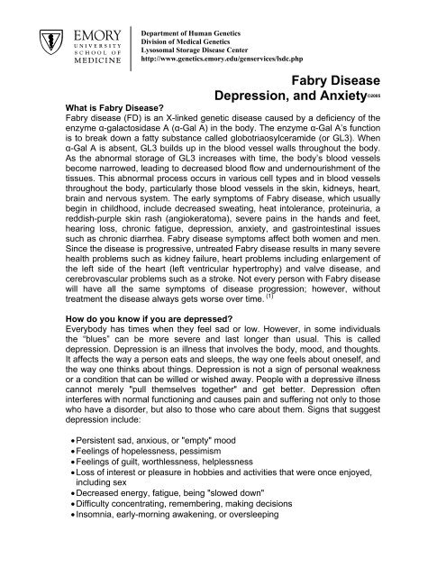 Fabry Disease and Psychological Issues - Emory University ...