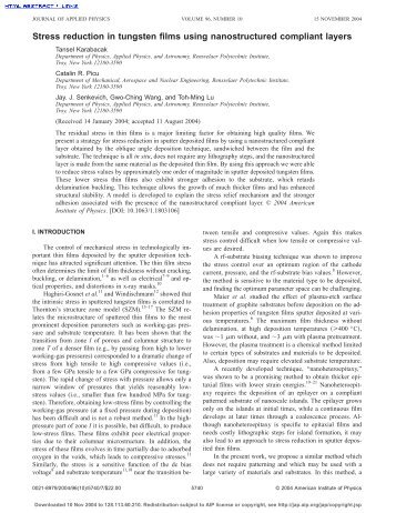 Stress reduction in tungsten films using nanostructured compliant ...