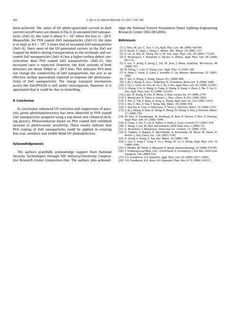 Enhanced ultraviolet sensitivity of zinc oxide nanoparticle ...