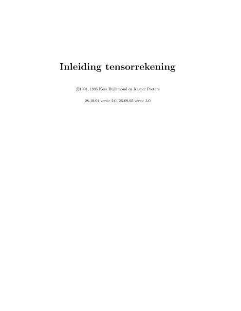 Tensor Rekening Inleiding tensorrekening
