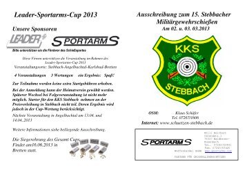 Leader-Sportarms-Cup 2013 Unsere Sponsoren - KKS Stebbach eV