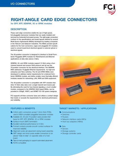 Right Angle Card Edge Connectors - FCI