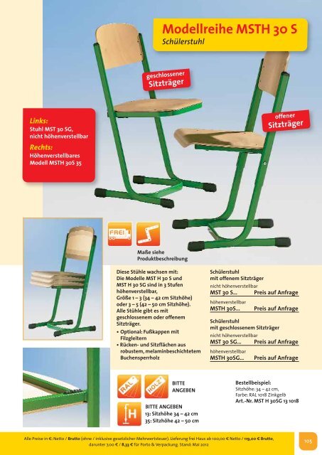 Schulmöbel - Sortiment - Conen GmbH & Co. KG