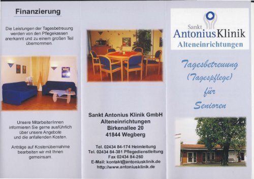 Flyer Tagespflege - Antonius Klinik GmbH