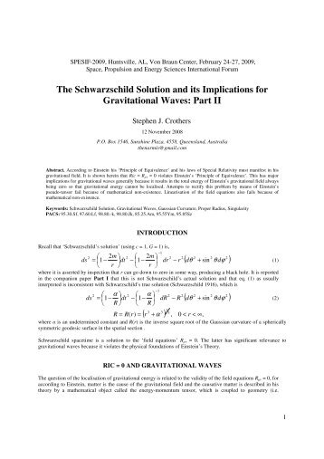 The Schwarzschild Solution and its Implications for Gravitational ...