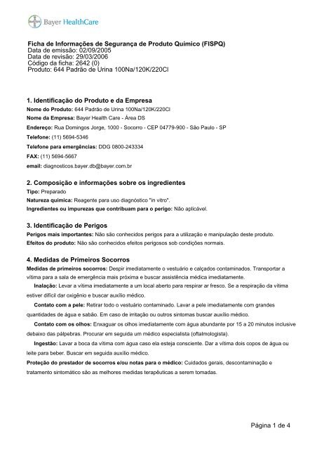 644 Padrão de Urina 100Na-120K-220Cl.pdf - Proteção Ambiental ...