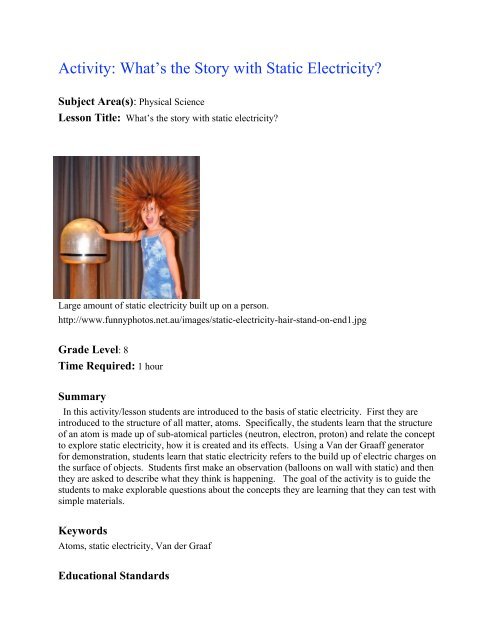 Activity What S The Story With Static Electricity Ucla