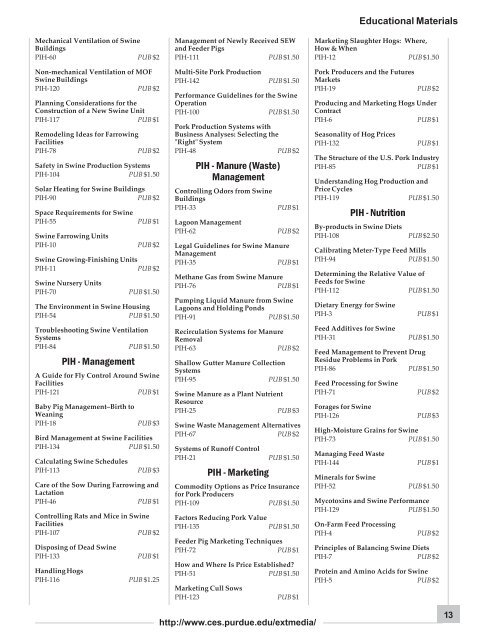 Purdue Extension 2003 Educational Materials Catalog