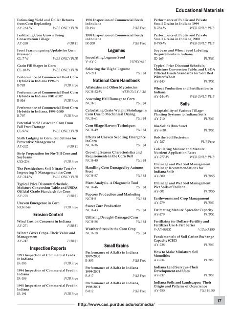 Purdue Extension 2003 Educational Materials Catalog