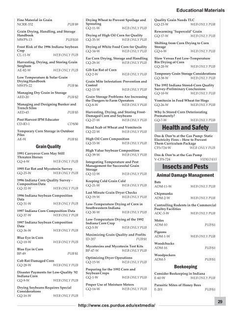 Purdue Extension 2003 Educational Materials Catalog