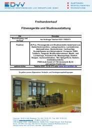 Freihandverkauf Fitnessgeräte und Studioausstattung - DVV-Auktion