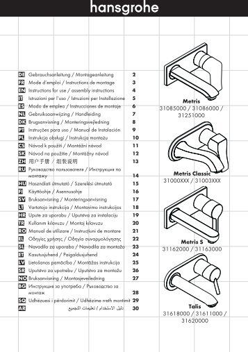 Talis 31618000 / 31611000 / 31620000 Metris S ... - Hansgrohe