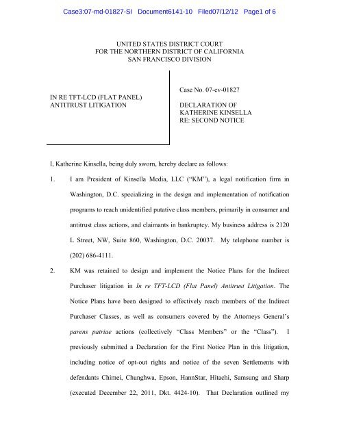 UNITED STATES DISTRICT COURT FOR THE ... - LCD Class Action